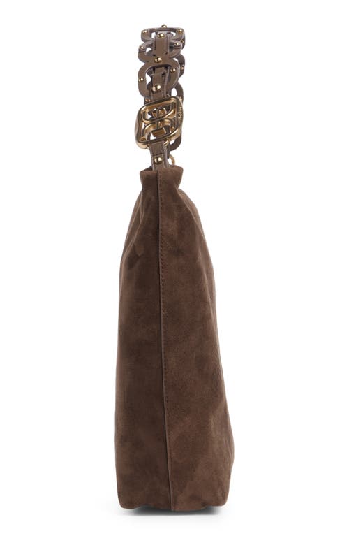 Sam Edelman Marilyn Chain Link Suede Shoulder Bag In Brown