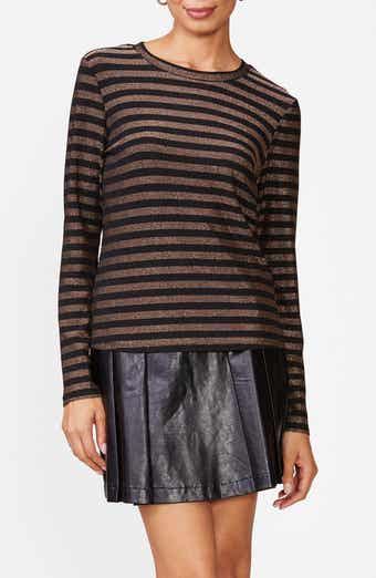 Metallic Striped Fitted Knit Top