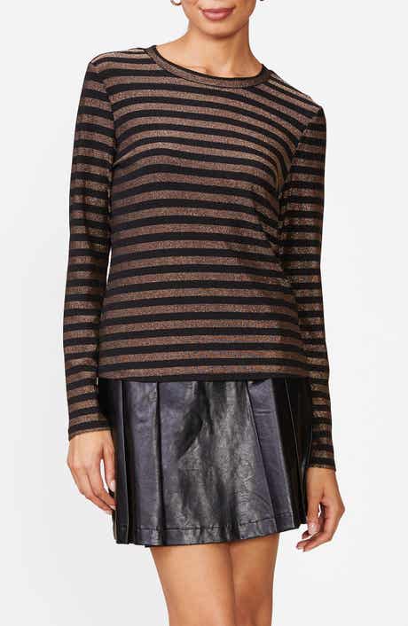 Metallic Striped Fitted Knit Top