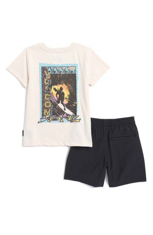 Shop Volcom Jersey Graphic T-shirt & Shorts Set In Off White