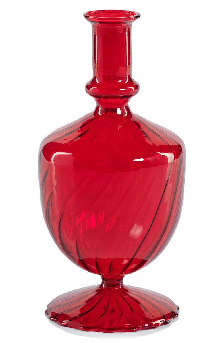 Zodax Vellum Spiral Footed Glass Vase, Main, color, Red