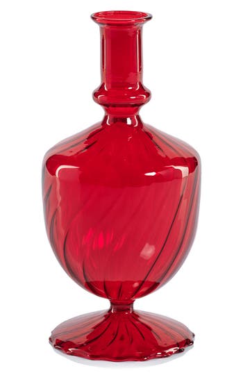 Zodax Vellum Spiral Footed Glass Vase In Red