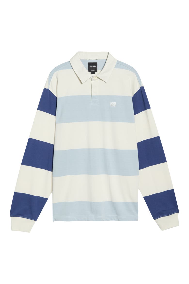 Two-Tone Ward Stripe Long Sleeve Rugby Polo, Alternate, color, MARSHMALLOW-SOFT SLATE