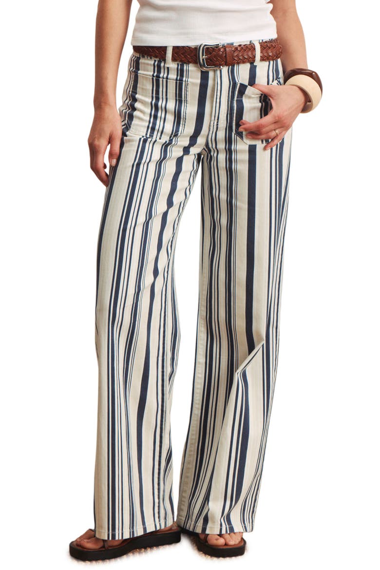 The Marine Stripe Patch Pocket Wide Leg Jeans, Main, color, SAIL BLUE STRIPE