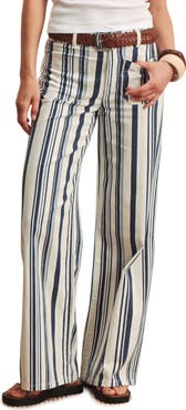 Sanctuary The Marine Stripe Patch Pocket Wide Leg Jeans