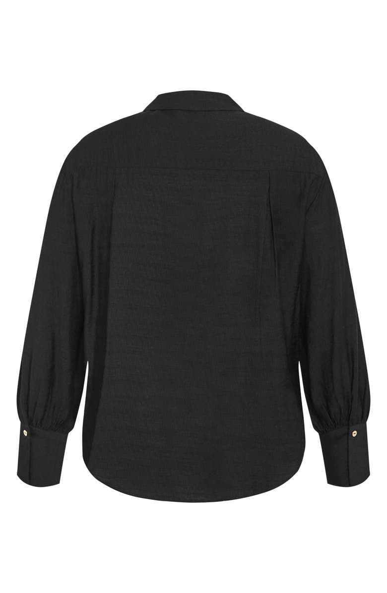 City Chic Rosabella Tie Hem Button-Up Shirt, Alternate, color, Black