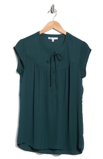 Dr2 By Daniel Rainn Flounce Back Split Neck Top