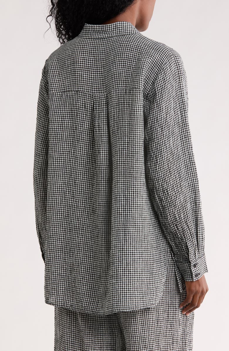 Eileen Fisher Classic Collar Organic Cotton Button-Up Shirt, Alternate, color, Black/ White