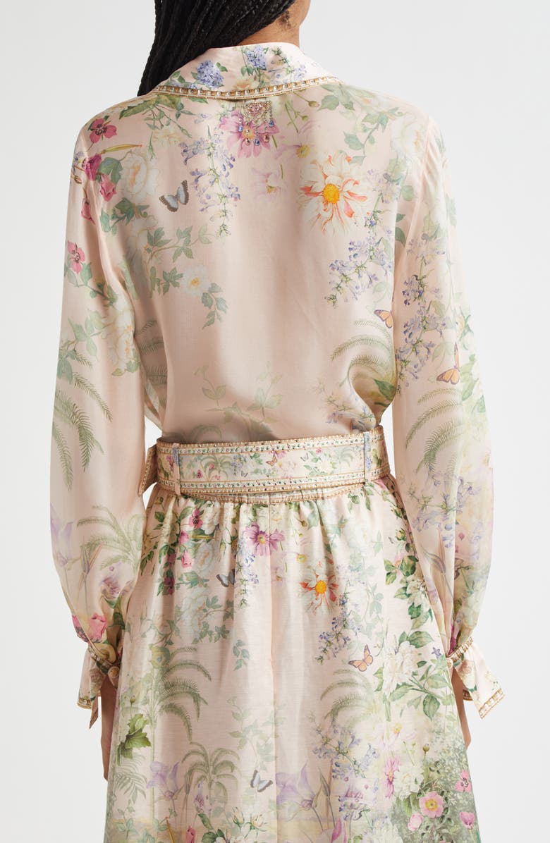 Camilla Curved Collar Silk Chiffon Shirt, Alternate, color, Palacio Playground