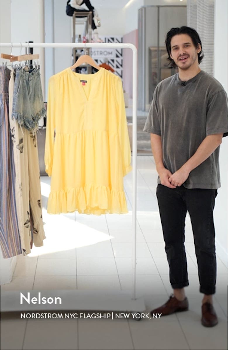 Long Sleeve Ruffle Hem Chiffon Dress, sales video thumbnail