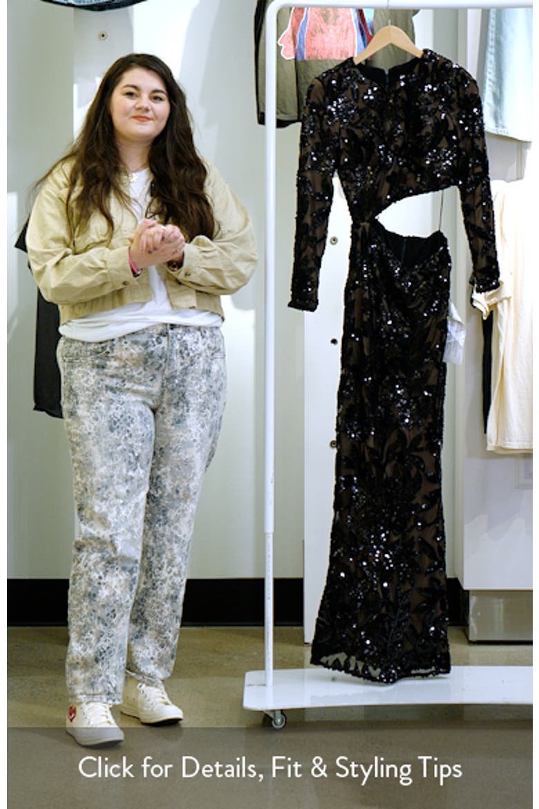 Candace Floral Sequin Cutout Long Sleeve Mermaid Gown video
