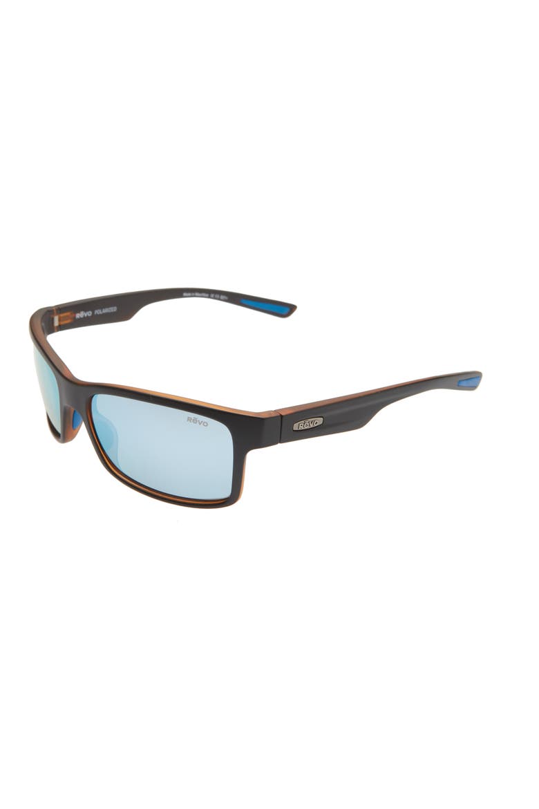 Crawler 59mm Polarized Rectangular Sunglasses, Alternate, color, MATTE BLACK/ TORT/ BLUE WATER