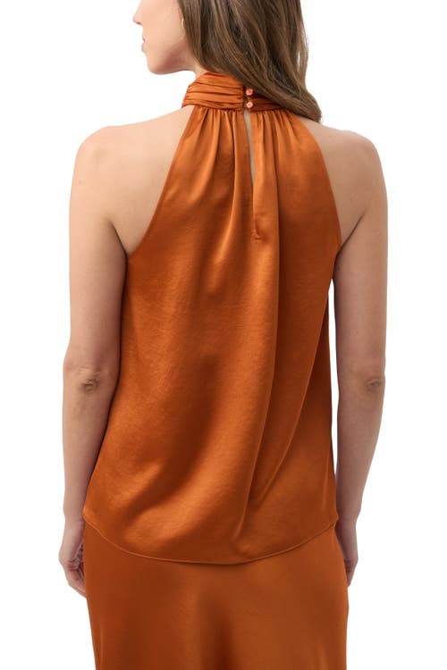 Trina Turk Zana Satin Halter Top In Brown
