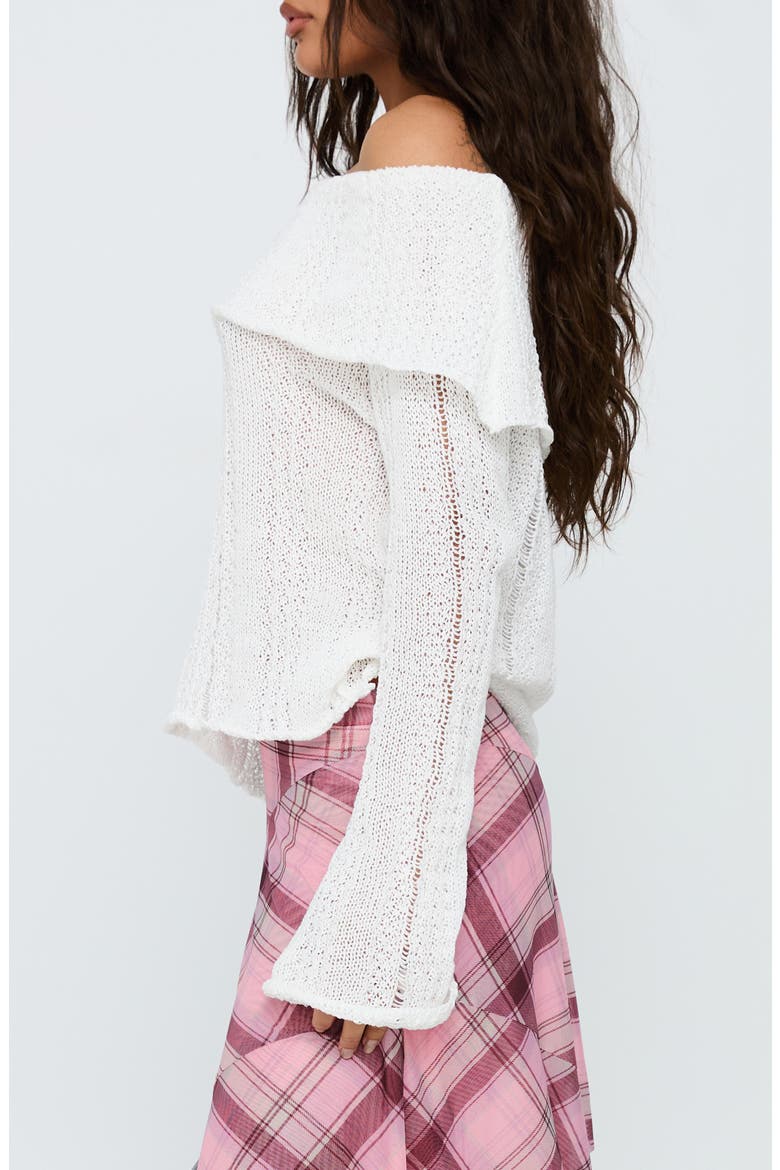 So Gone Off the Shoulder Sweater, Alternate, color, WHITE