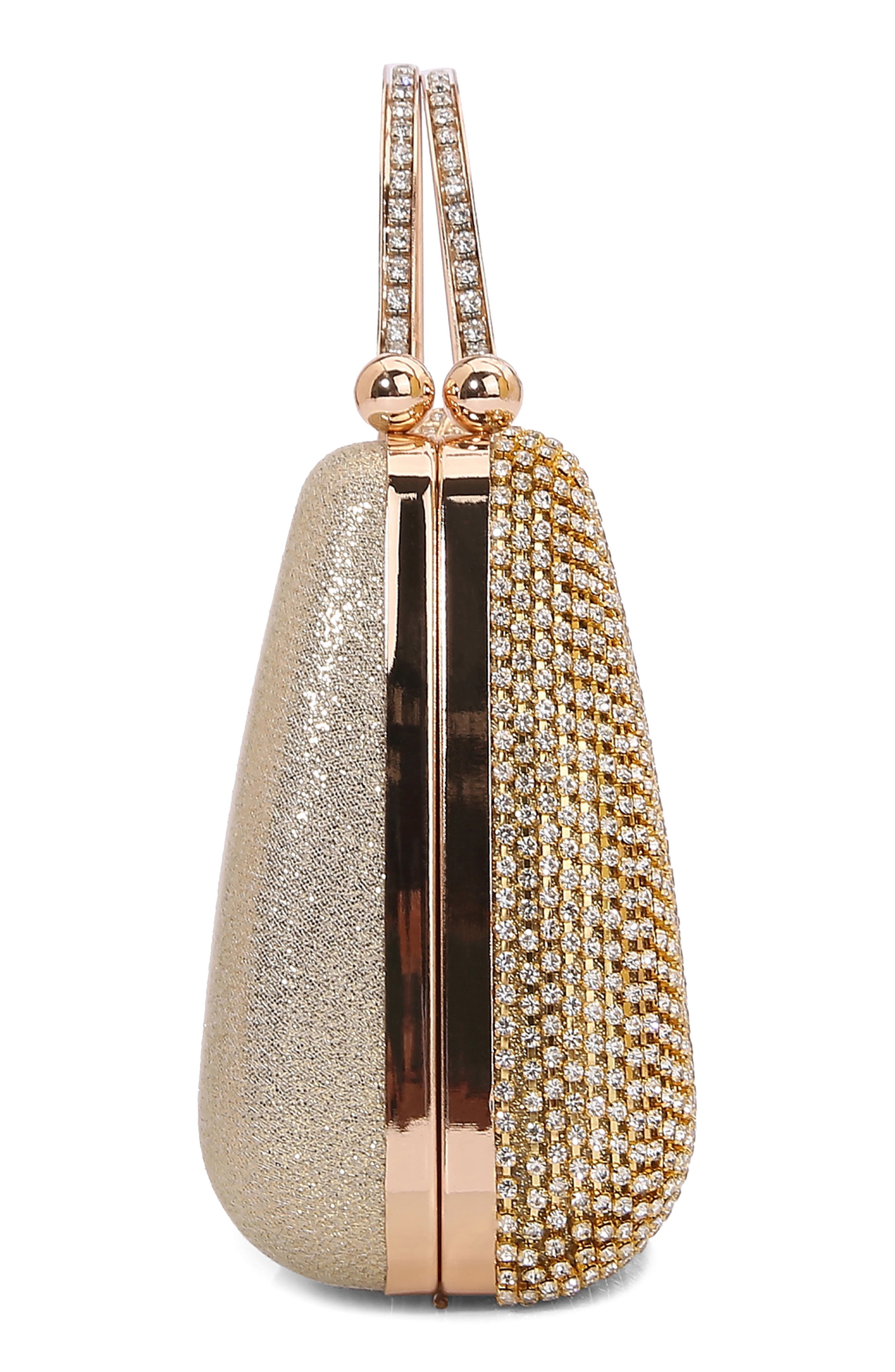 Pearl Clasp Rhinestone Handheld Bag, Alternate, color, GOLD