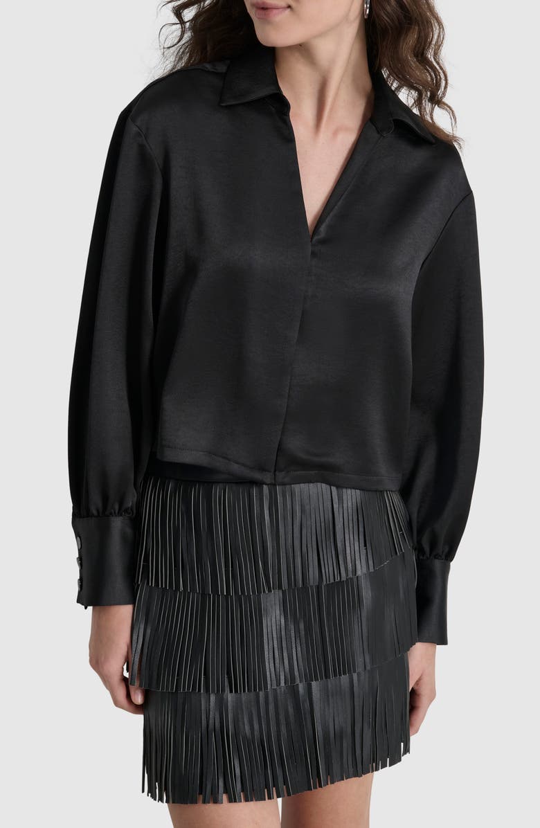 DKNY Satin Top, Main, color, Black