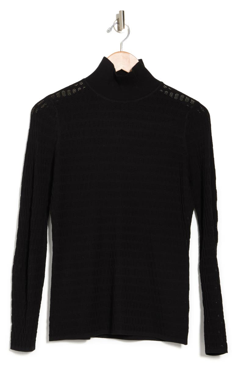 St. John Collection Mock Neck Pointelle Knit Top, Alternate, color,