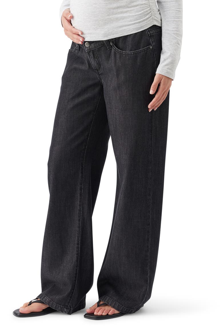 Billie Elastic Wide Leg Maternity Jeans, Alternate, color, Black