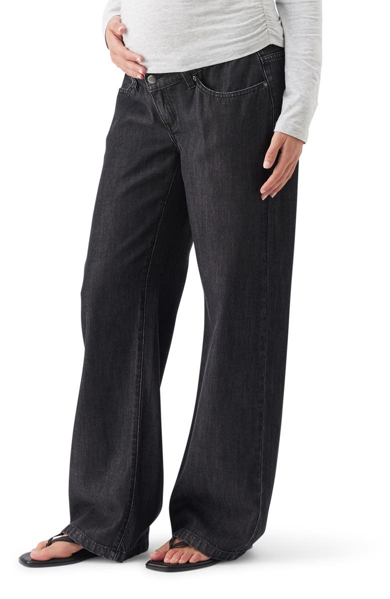 Ripe Maternity Billie Elastic Wide Leg Maternity Jeans, Alternate, color, Black