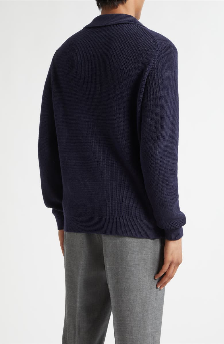 Thom Sweeney Skipper Long Sleeve Cotton Polo, Alternate, color, Navy