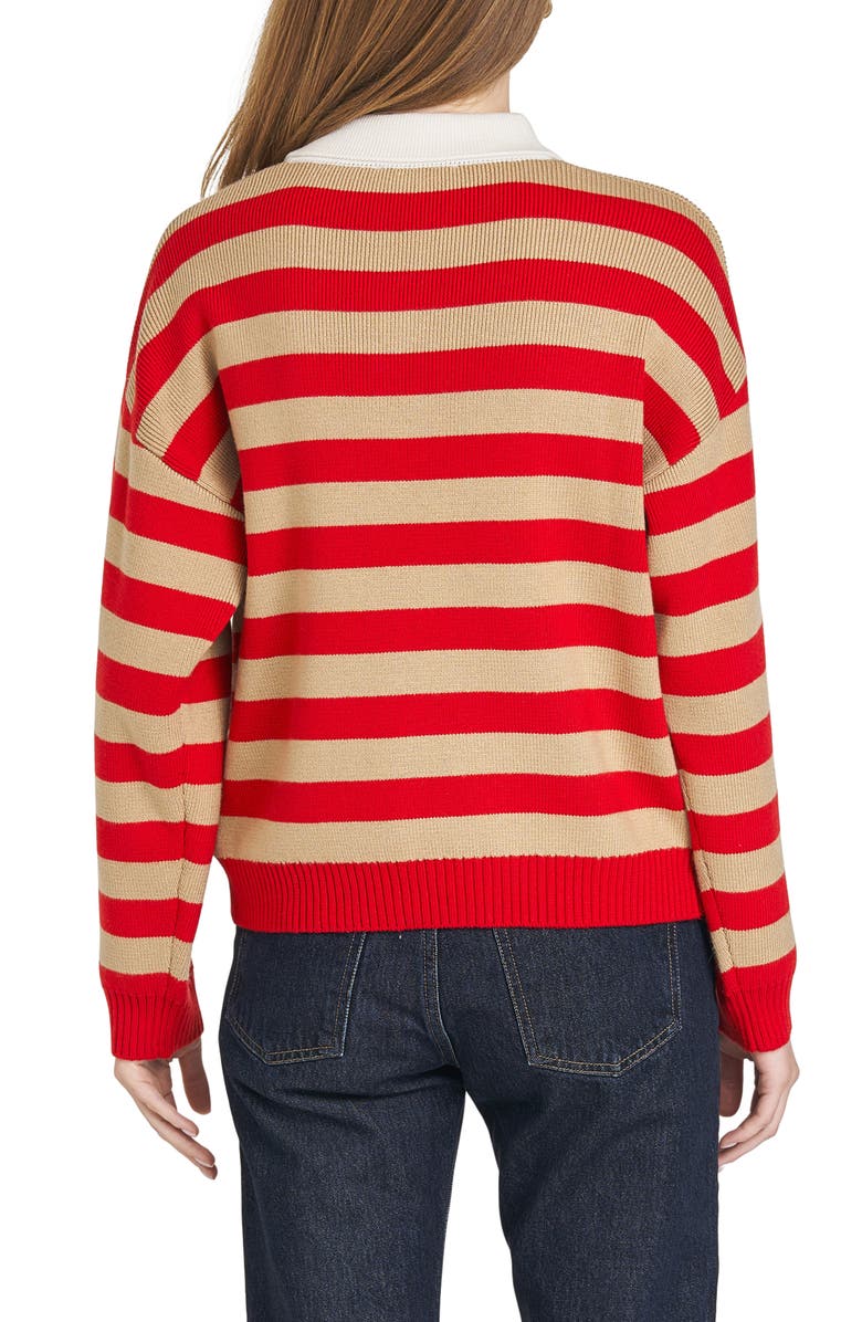 WAYF Logan Stripe Polo Sweater, Alternate, color, Red Stripe