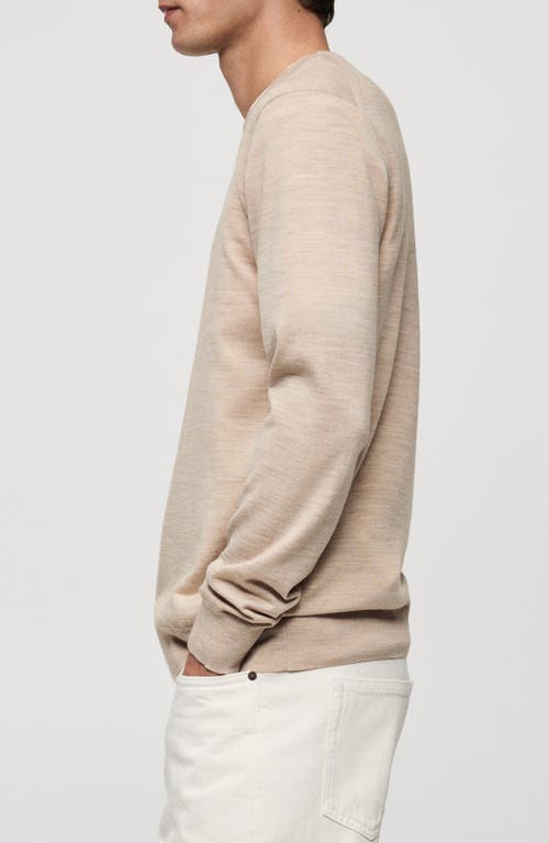 Mango Microstructure Crewneck Sweater In Beige