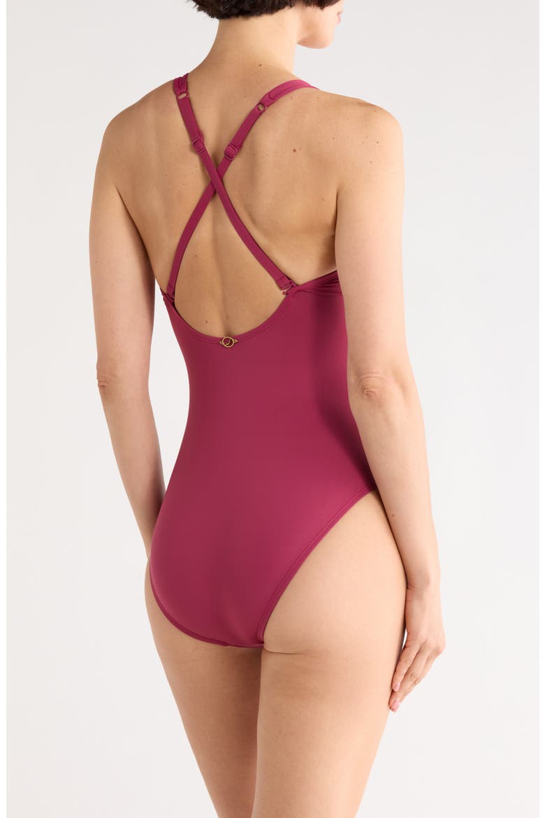 Gina Surplice Underwire One-Piece Swimsuit, Alternate, color, MULBERRY
