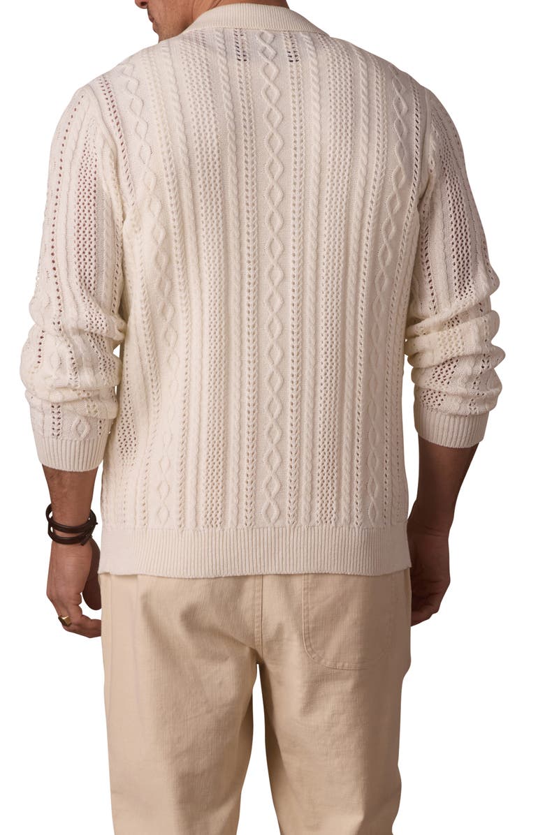 The Normal Brand Cable Stitch Zip Front Cardigan, Alternate, color, Ivory