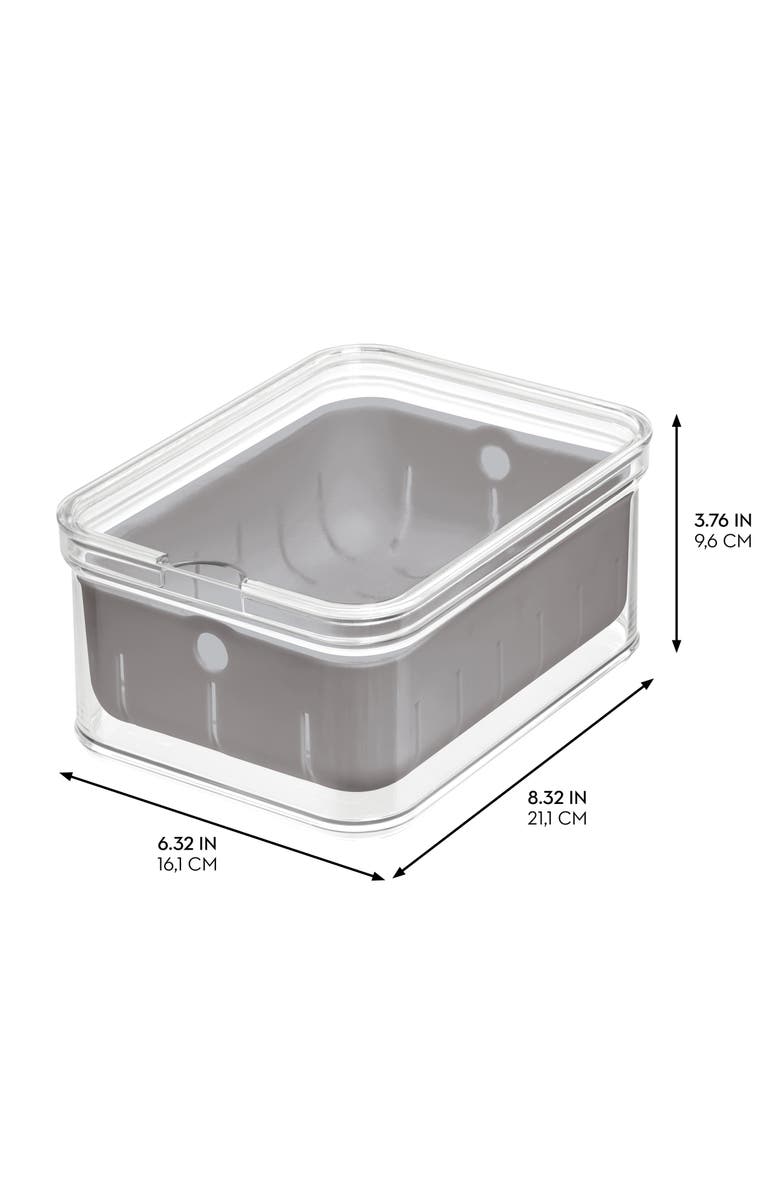 iDesign Small Fridge Berry Bin with Removable Colander - Set of 3 - Clear/Gray, Alternate, color,