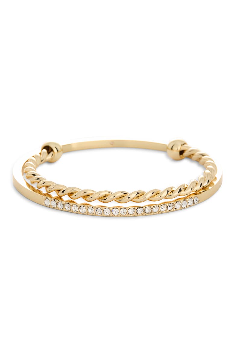 Set of 2 Bangle Bracelet & Cuff Set, Alternate, color, CLEAR- GOLD