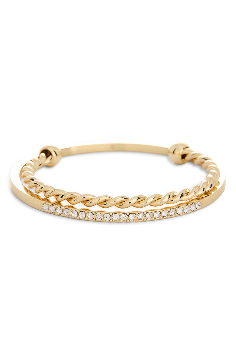NORDSTROM RACK Set of 2 Bangle Bracelet & Cuff Set, Alternate, color, Clear- Gold