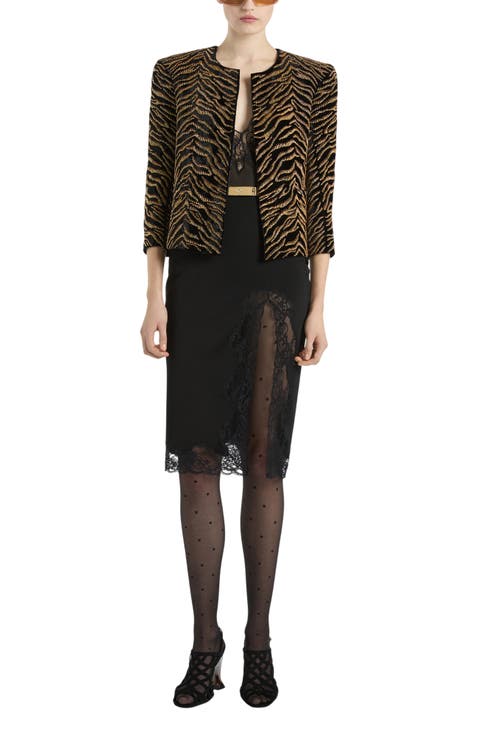 Velvet Jacket with Tiger Embroidery