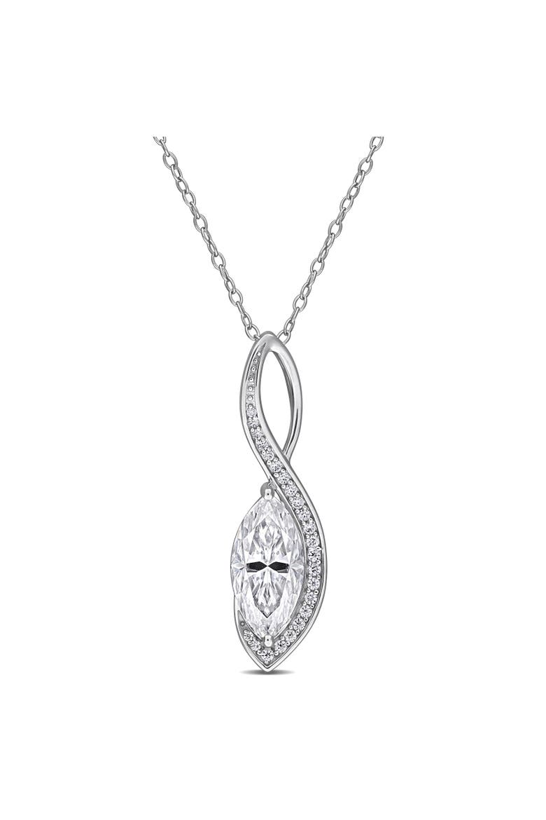 Moissanite Wave Drop Pendant Necklace Sterling Silver, Main, color, Sterling Silver