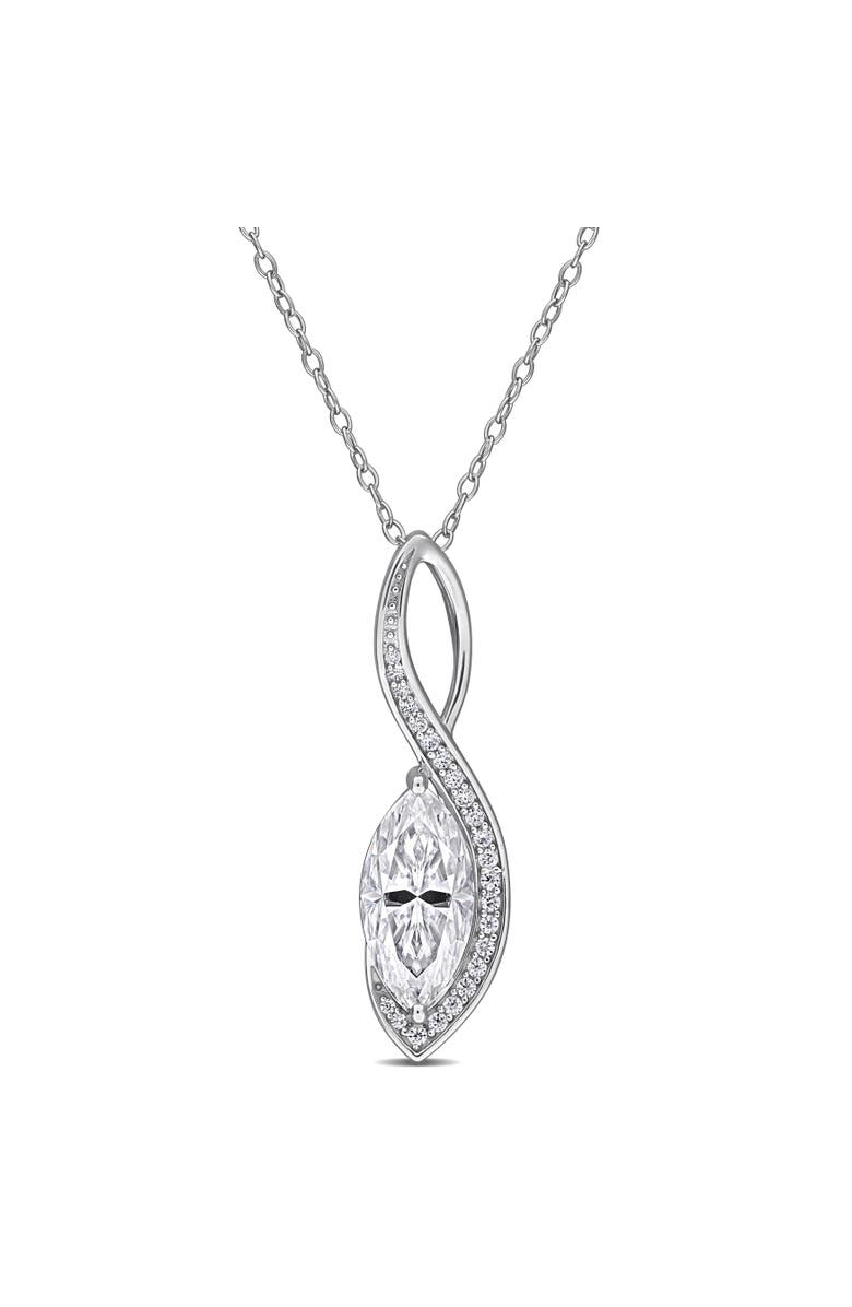 Julianna B. Moissanite Wave Drop Pendant Necklace Sterling Silver, Main, color, Sterling Silver
