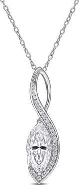 Julianna B. Moissanite Wave Drop Pendant Necklace Sterling Silver