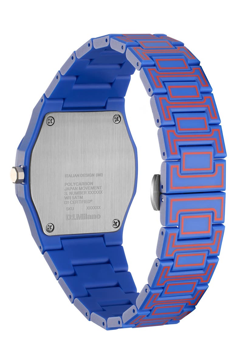 D1 Milano Electricclash Polycarbon Bracelet Watch, 37mm, Alternate, color, Blue-Orange