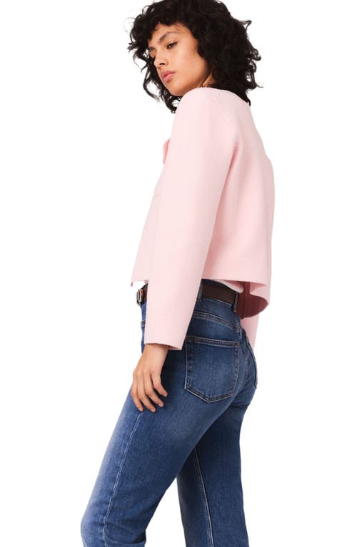Maje Topstitched Cropped Cardigan In Pink