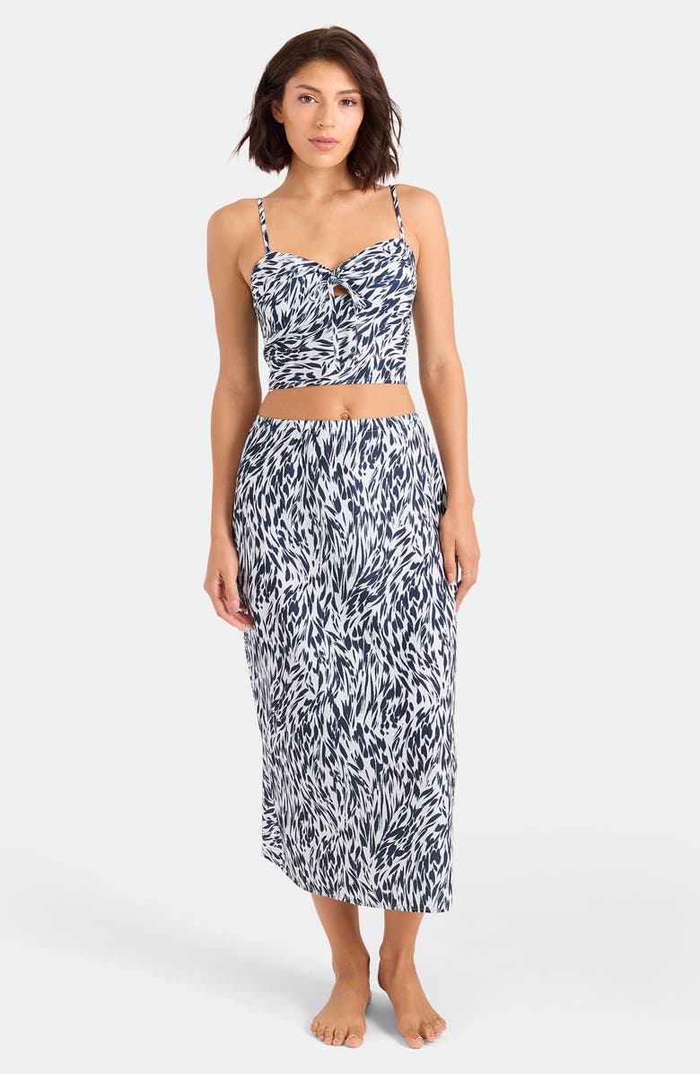 Volcom Coco Ho Money Mama Smocked Back Crop Cover-Up Top, Alternate, color, Blue Drift