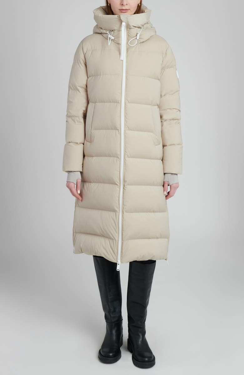 The Recycled Planet Company Water Resistant Hooded Down Coat, Main, color, Feather Grey