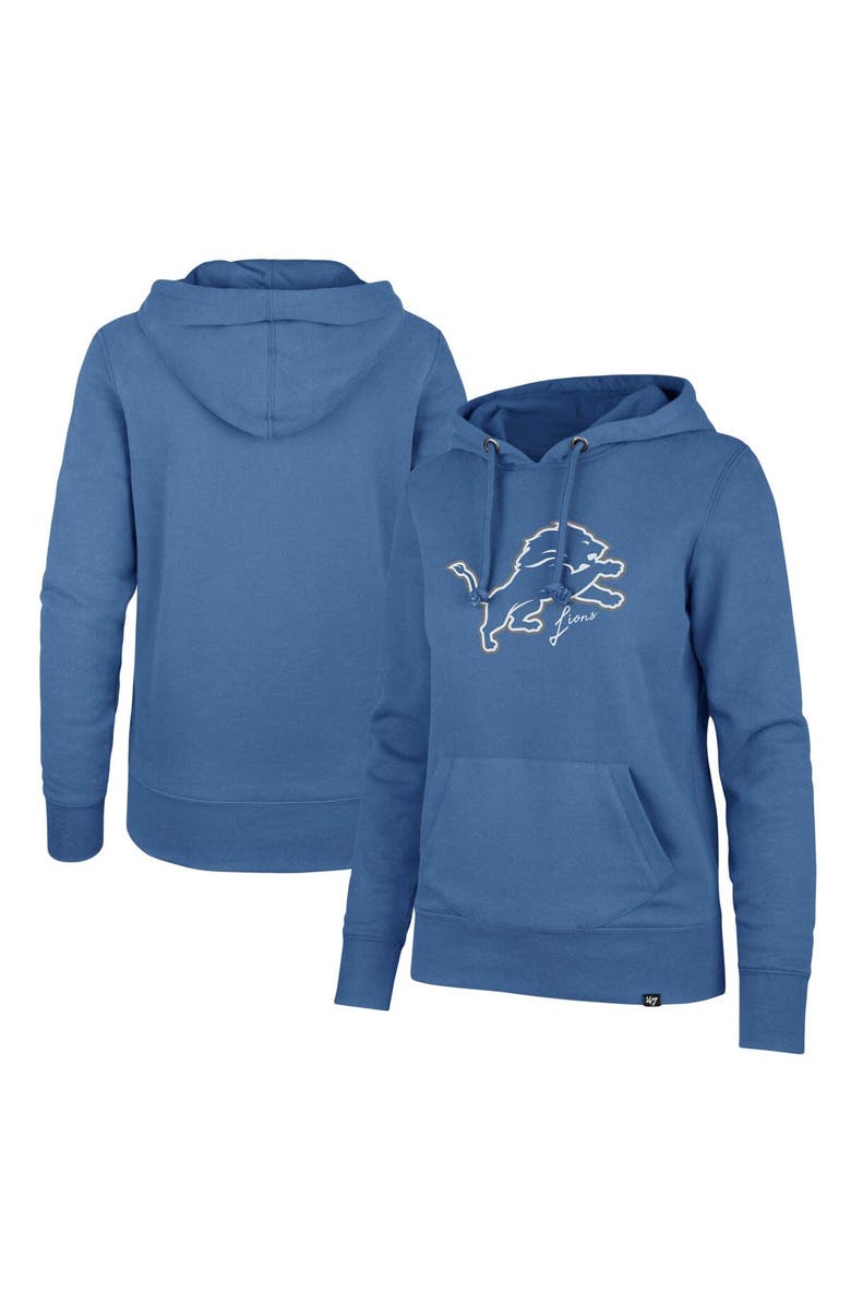 '47 Women's '47 Blue Detroit Lions Imprint Headline Pullover Hoodie, Alternate, color,