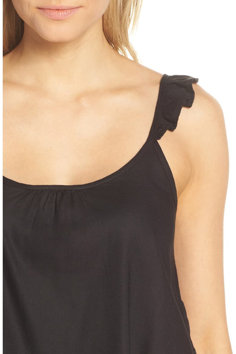 Rosee Ruffled Camisole & Shorts Pajama 2-Piece Set, Alternate, color, BLK