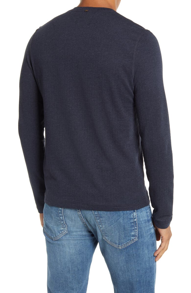 Billy Reid Herringbone Terry Long Sleeve Henley T-Shirt, Alternate, color, True Navy