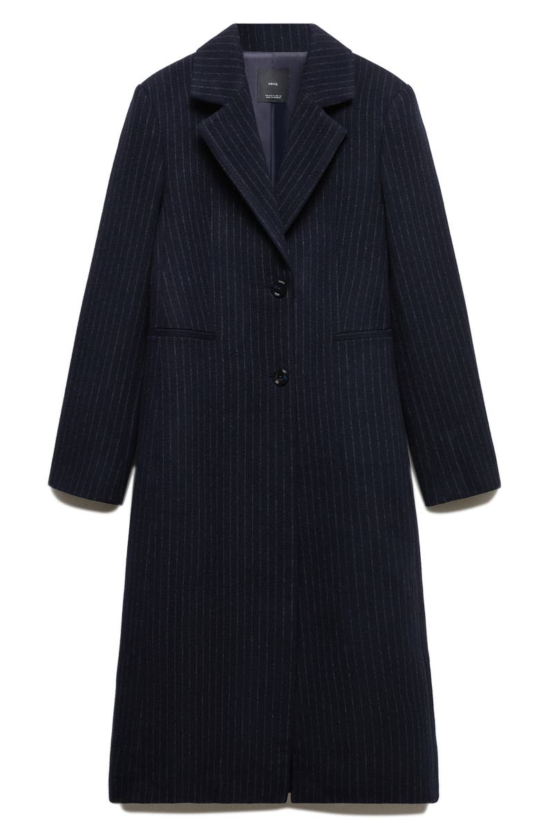 MANGO Pinstripe Longline Coat, Alternate, color, 