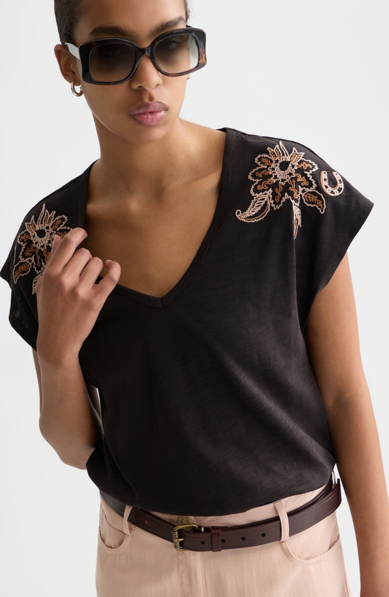 Scotch & Soda Embroidered Cotton Graphic T-Shirt, Alternate, color, Meteorite