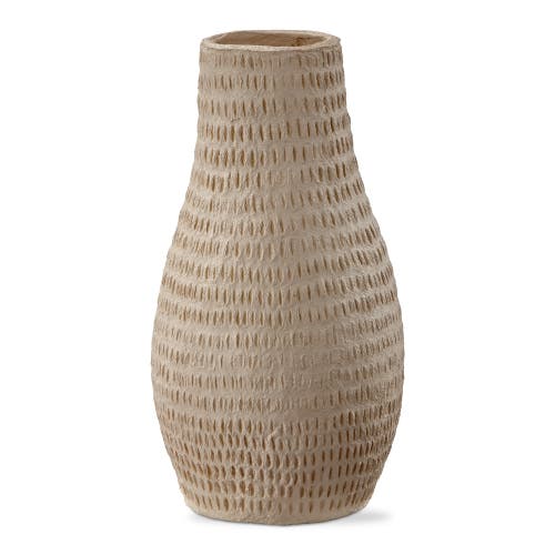 tag Paper Mache Cream Decorative Indoor Vase 6.0L x 6.0W x 10.5H inches in Beige 
