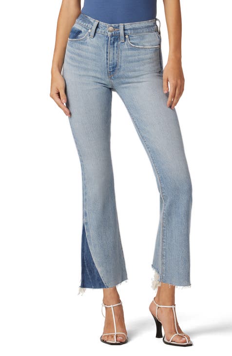 Barbara High Waist Raw Hem Ankle Bootcut Jeans (Ivy)