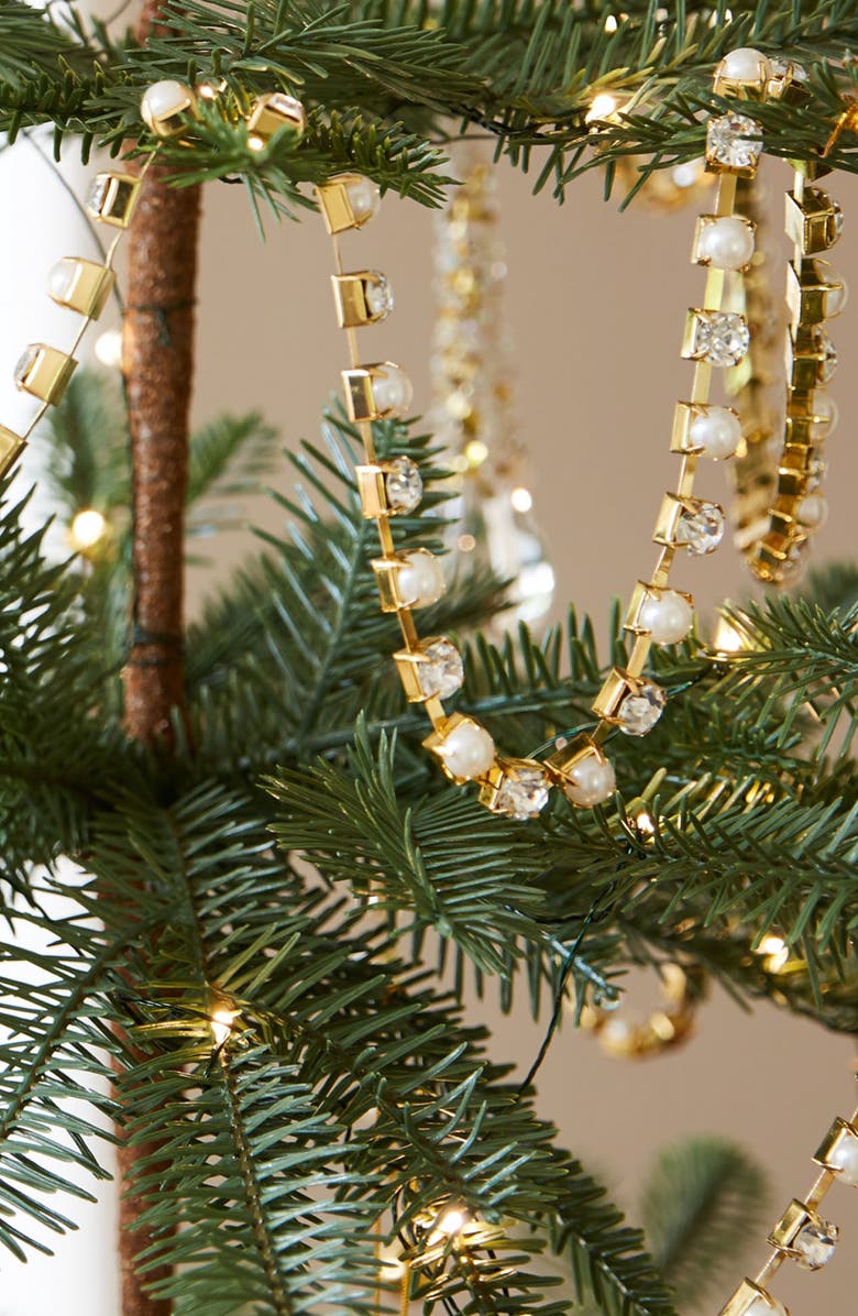 Balsam Hill Crystal and Pearl Beaded Gold Garland Set, Alternate, color, Gold