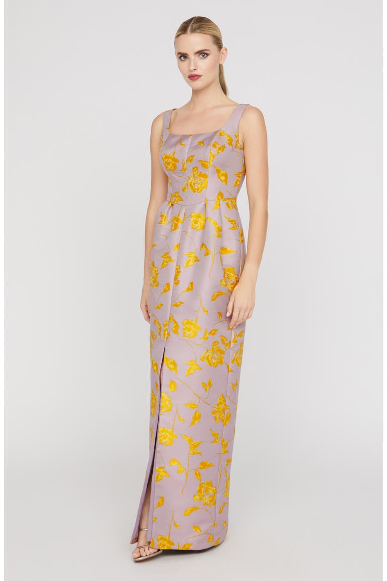Indiana Floral Column Gown, Alternate, color, LILAC MIST/ GOLD HONEY