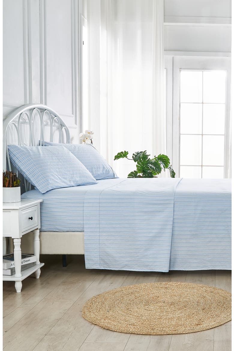 Percale Stripe 200 Thread Count Sheet Set, Alternate, color, BLUE