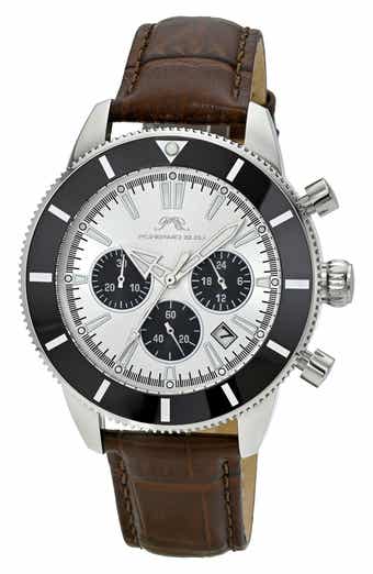 PORSAMO BLEU Brandon Chromograph Leather Strap Watch, 44mm